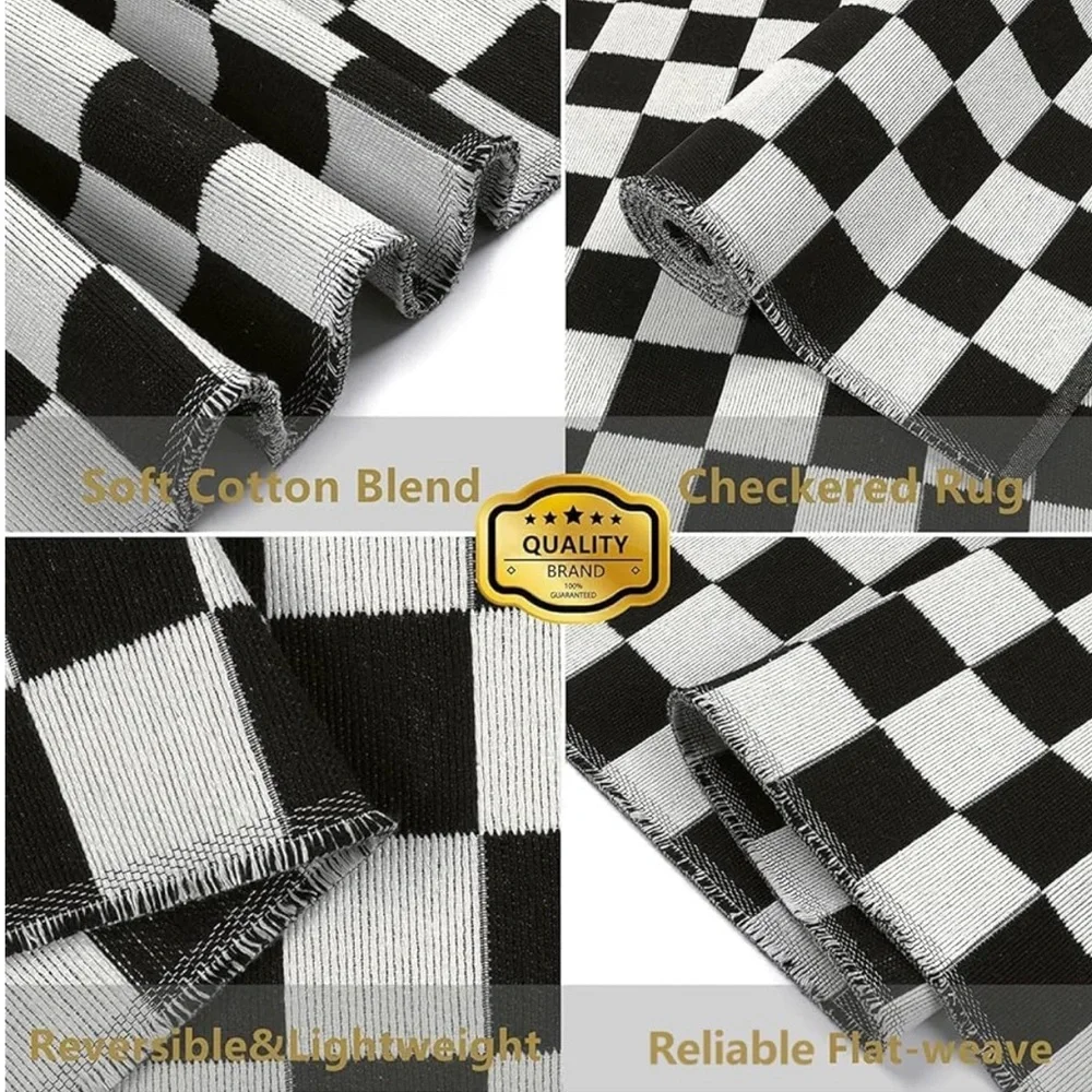 🆕 Black White Checker Rug Door Mat Decor Patio Porch Door Kitchen Bathroom NEW